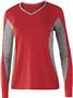 Womens Heather, 2-Color Accented Long Sleeve T Shirt  SCARLET/GRAPHITE HEATHER Primary