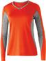 Womens Heather, 2-Color Accented Long Sleeve T Shirt  ORANGE/GRAPHITE HEATHER Primary