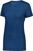 Womens Striated Short Sleeve Softball/Sports T Shirt (Black,Graphite,Navy,Royal,Red)