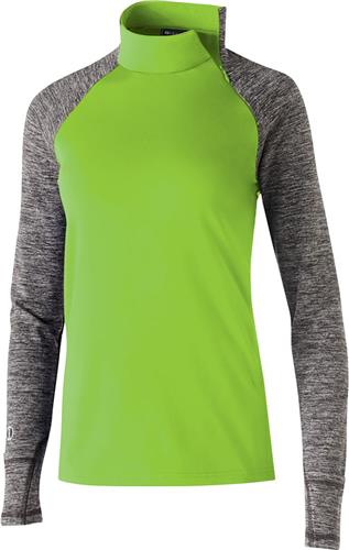 Womens Contrasting Sleeve 1/4 Zip Pullover w/Side Neck Zip (12-Colors). Printing is available for this item.