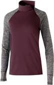 Womens Contrasting Sleeve 1/4 Zip Pullover w/Side Neck Zip (12-Colors) MAROON/ CARBON HEATHER Primary