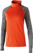 Womens Contrasting Sleeve 1/4 Zip Pullover w/Side Neck Zip (12-Colors) ORANGE/ CARBON HEATHER Primary
