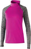 Womens Contrasting Sleeve 1/4 Zip Pullover w/Side Neck Zip (12-Colors) POWER PINK/CARBON HEATHER Primary