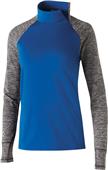 Womens Contrasting Sleeve 1/4 Zip Pullover w/Side Neck Zip (12-Colors) ROYAL/CARBON HEATHER Primary