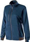 Womens Full-Zip Pocketed Collared Heather Jacket (Forest,Maroon,Navy,Royal,Scarlet)