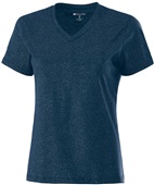 Womens V-Neck Glimmer, sparkle printed in silver metallic, T- Shirt