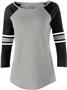 Girls Cotton, 3/4 Sleeve, Wide Ballet Beckline T Shirt ATHLETIC HEATHER/BLACK SPARKLE/WHITE Primary