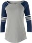 Girls Cotton, 3/4 Sleeve, Wide Ballet Beckline T Shirt ATHLETIC HEATHER/NAVY SPARKLE/WHITE Primary