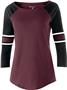 Girls Cotton, 3/4 Sleeve, Wide Ballet Beckline T Shirt MAROON/BLACK SPARKLE/WHITE Primary