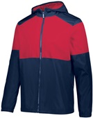  Adult Pocketed Full Zip Hooded Jacket (Navy/Red or Navy/White)