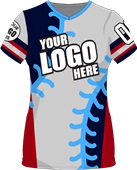 Sublimated Womens/Girls V-Neck Jersey - Custom "Baseball" Cool Performance Tee