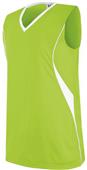 Ladies Girls Wave Sleeveless Athletic Jerseys LIME/WHITE Primary