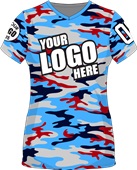 Sublimated Womens/Girls V-Neck Jersey - Custom "Camo" Cool Performance Tee