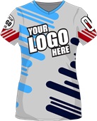 Sublimated Womens/Girls V-Neck Jersey - Custom "Flow" Cool Performance Tee