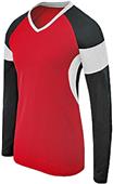 High Five Raptor Long Sleeve Volleyball Jerseys Womens & Girls SCARLET/BLACK/WHITE Primary