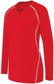 High 5 Womens Girls Long Sleeve Solid Volleyball Jersey SCARLET/WHITE Primary