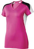 High Five Womens Girls Atomic Volleyball V-Neck Jerseys RASPBERRY/BLACK/WHITE Primary