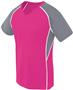 Women Girls Short Sleeve V-Neck Softball/Sports Jersey RASPBERRY/GRAPHITE/WHITE Primary