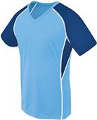 Women Girls Short Sleeve V-Neck Softball/Sports Jersey COLUMBIA BLUE/NAVY/WHITE Primary