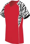 Women Girls Evolution Print V-Neck Jerseys SCARLET/FRAGMENTPRINT/WHITE Primary