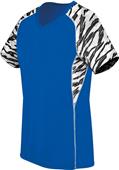 Women Girls Evolution Print V-Neck Jerseys ROYAL/FRAGMENTPRINT/WHITE Primary