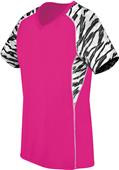 High Five Women Girls Evolution Print V-Neck Jerseys RASPBERRY/FRAGMENTPRINT/WHITE Primary