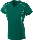 Ladies Girls Winning Streak V-Neck Athletic Jersey DARK GREEN/WHITE Primary