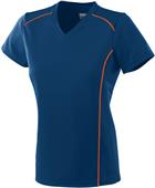 Ladies Girls Winning Streak V-Neck Athletic Jersey NAVY/ORANGE Primary