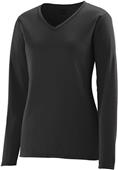 Womens Nexgen Wicking V-Neck Long Sleeve T Shirt BLACK Primary