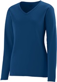Womens Nexgen Wicking V-Neck Long Sleeve T Shirt NAVY Primary
