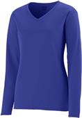 Womens Nexgen Wicking V-Neck Long Sleeve T Shirt PURPLE Primary