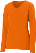 Womens Nexgen Wicking V-Neck Long Sleeve T Shirt POWER ORANGE Primary