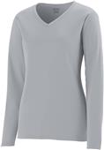 Ladies Nexgen Wicking V-Neck Long Sleeve Tee Z1788 SILVER GREY Primary