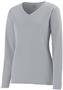 Womens Nexgen Wicking V-Neck Long Sleeve T Shirt SILVER GREY Primary