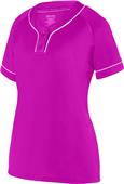 Womens/ Girls 2-Button, Contrasting Piping Softball Jersey