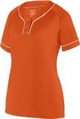 Womens/ Girls 2-Button, Contrasting Piping Softball Jersey