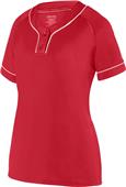Womens/ Girls 2-Button, Contrasting Piping Softball Jersey