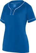 Womens/ Girls 2-Button, Contrasting Piping Softball Jersey