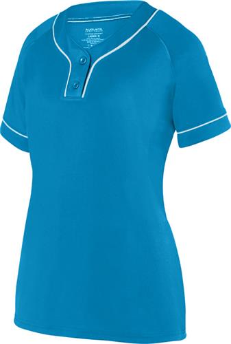 Womens/ Girls 2-Button, Contrasting Piping Softball Jersey. Decorated in seven days or less.