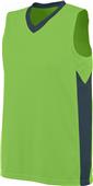 Womens  Block Out Sleeveless V-Neck 2-Color Basketball Jerseys LIME/SLATE Primary