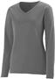 Womens/ Girls Wicking V-Neck Long Sleeve T-Shirt GRAPHITE Primary