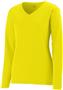Womens/ Girls Wicking V-Neck Long Sleeve T-Shirt POWER YELLOW Primary