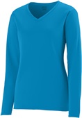 Womens/ Girls Wicking V-Neck Long Sleeve T-Shirt POWER BLUE Primary