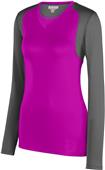 Augusta Ladies Astonish Long Sleeve Jersey 2522 POWER PINK/GRAPHITE Primary