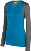 Augusta Ladies Astonish Long Sleeve Jersey 2522 POWER BLUE/GRAPHITE Primary