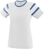 Womens/ Girls Fancy T Shirt (Orange,Lime,Navy,Pink,Red,Royal,Slate,White) WHITE/ROYAL/WHITE Primary