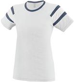 Womens/ Girls Fancy T Shirt (Orange,Lime,Navy,Pink,Red,Royal,Slate,White) WHITE/NAVY/WHITE Primary
