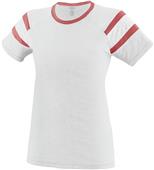 Womens/ Girls Fancy T Shirt (Orange,Lime,Navy,Pink,Red,Royal,Slate,White) WHITE/RED/WHITE Primary