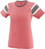 Womens/ Girls Fancy T Shirt (Orange,Lime,Navy,Pink,Red,Royal,Slate,White) RED/SLATE/WHITE Primary