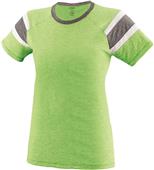 Womens/ Girls Fancy T Shirt (Orange,Lime,Navy,Pink,Red,Royal,Slate,White) LIME/SLATE/WHITE Primary